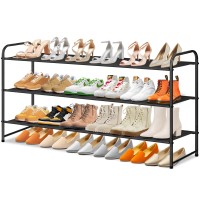 Sleeping Lamb Long 3Tier Shoe Organizer For Closet Stackable Wide Shoe Rack Holds 24Pairs Shoe Storage Shelf For Bedroom Flo