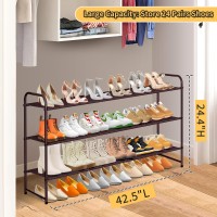 Sleeping Lamb 3Tier Shoe Rack For Closet Long Stackable Wide Shoe Organizer Holds 24Pairs Low Shoe Storage For Bedroom Floor