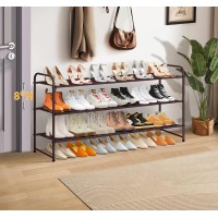 Sleeping Lamb 3Tier Shoe Rack For Closet Long Stackable Wide Shoe Organizer Holds 24Pairs Low Shoe Storage For Bedroom Floor