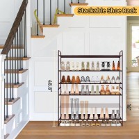 Sleeping Lamb 3Tier Shoe Rack For Closet Long Stackable Wide Shoe Organizer Holds 24Pairs Low Shoe Storage For Bedroom Floor