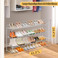 Sleeping Lamb 3Tier Long Shoe Rack Organizer For Closet Stackable Wide Shoe Shelf Holds 24Pairs Shoe Storage For Bedroom Flo