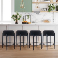 Colamy Modern Bar Stools Set Of 4 24 Counter Height Stools With Backless Round Soft Padded Seat And Metal Midcentury Base B