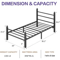 Collaredeagle Twin Xl Bed Frame With Headboard And Footboard Heavy Duty Steel Slats Support Metal Bed Frame With Charging Statio