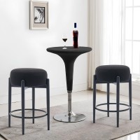 Colamy Modern Bar Stools Set Of 2 24 Counter Height Stools With Backless Round Soft Padded Seat And Metal Midcentury Base B