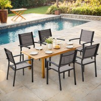 Flamaker Patio Chairs Textilene Outdoor Chairs Set Of 6 Stackable Dining Chair For Backyard Deck Grey