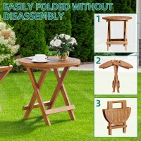 Yitahome Teak Wood Outdoor Side Table 2Pcs Patio Folding Round End Table With Xframe Outdoor Bistro Table Ideal For Backyard