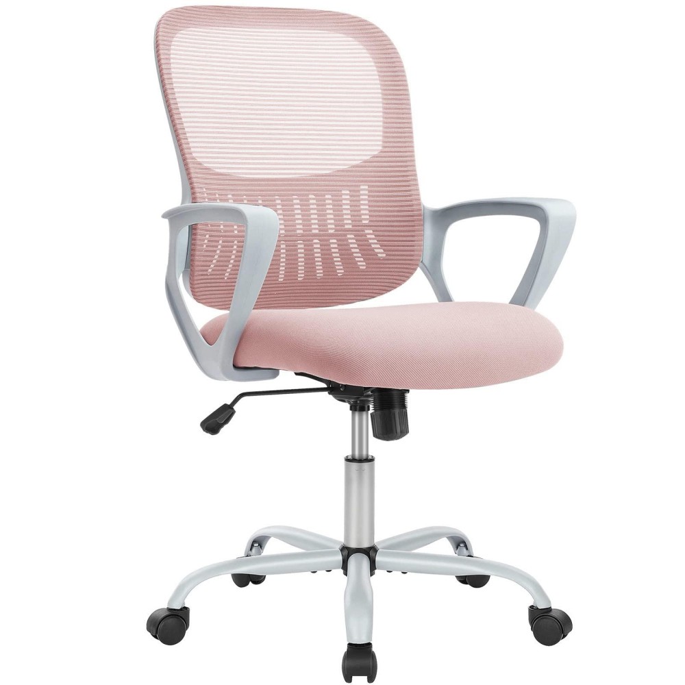 Smug Office Chair Mid Back Computer Ergonomic Mesh Desk With Larger Seat Executive Height Adjustable Swivel Task With Lumbar S