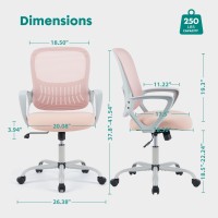 Smug Office Chair Mid Back Computer Ergonomic Mesh Desk With Larger Seat Executive Height Adjustable Swivel Task With Lumbar S