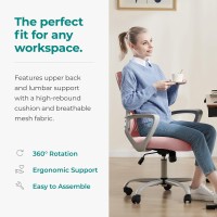 Smug Office Chair Mid Back Computer Ergonomic Mesh Desk With Larger Seat Executive Height Adjustable Swivel Task With Lumbar S