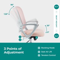 Smug Office Chair Mid Back Computer Ergonomic Mesh Desk With Larger Seat Executive Height Adjustable Swivel Task With Lumbar S