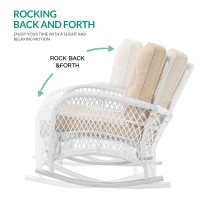 Vivijason 2 Piece Patio Wicker Rattan Rocker Chair Outdoor Rattan Rocker Chair With Cushions Steel Frame Allweather Rocking