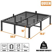 Fuiobyvv Queen Bed Frames 16 Inch Heavy Duty Metal Platform Bed Frame Twin Size Support Up To 3500 Lbs No Box Spring Neededno