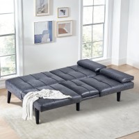 Colamy Futon Sofa Bedleather Small Futon Couch Futon Lounge Sofa Futon Convertible With Cup Holder Removable Armrest Adjust