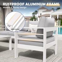 Amopatio Aluminum Patio Furniture Set 10 Pieces Modern Patio Conversation Sets Outdoor Sectional Metal Sofa With Coffee Table