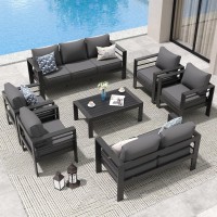 Amopatio Aluminum Patio Furniture Set 10 Pieces Modern Patio Conversation Sets Outdoor Sectional Metal Sofa With Coffee Table