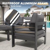 Amopatio Aluminum Patio Furniture Set 10 Pieces Modern Patio Conversation Sets Outdoor Sectional Metal Sofa With Coffee Table