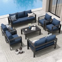 Amopatio Aluminum Patio Furniture Set 10 Pieces Modern Patio Conversation Sets Outdoor Sectional Metal Sofa With Coffee Table