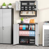 Greenvelly Metal Storage Cabinet 42 Lockable Storage Cabinet With Doors And Adjustable Shelves Steel File Cabinet With Lock