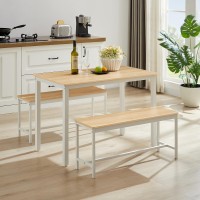 Sumkea 3Piece 4 Bar 2 Dining Benches 433 Wood Kitchen Table Chair Set For Breakfast Nook And Small Space Original