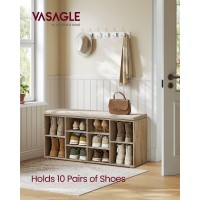 Vasagle Shoe Bench With Cushion Storage Bench With Padded Seat Entryway Bench With 10 Compartments For Bedroom 118 X 409 X