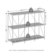 Furinno Wire 3Tier Industrial Style Metal Frame Bookcase Display Shelf 35 Wide Finn Oak