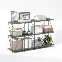 Furinno Wire 3Tier Industrial Style Metal Frame Bookcase Display Shelf 47 Wide Finn Oak