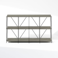 Furinno Wire 3Tier Industrial Style Metal Frame Bookcase Display Shelf 47 Wide Finn Oak