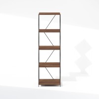 Furinno Wire 5Tier Industrial Style Metal Frame Bookcase Display Shelf 16 Wide Walnut Cove