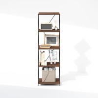 Furinno Wire 5Tier Industrial Style Metal Frame Bookcase Display Shelf 16 Wide Walnut Cove