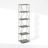 Furinno Wire 6Tier Industrial Style Metal Frame Bookcase Display Shelf 16 Wide Finn Oak