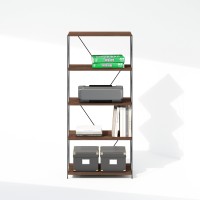 Furinno Wire 5Tier Industrial Style Metal Frame Bookcase Display Shelf 24 Wide Walnut Cove