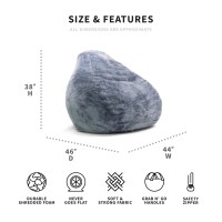 Big Large Teardrop Foam Filled Bean Bag Chair With Removable Cover Gray Short Shag 4 Feet Big