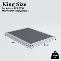 Vehowy Low Profile Box Spring King Size 3 Inch Box Spring For King Bed Heavy Duty Mattress Foundation Metal Bed Base Nonslip