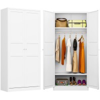 Metal Wardrobe Cabinet Armoire Wardrobe Closet With Doors White Metal Clothing Storage Cabinet With Adjustable Shelves And Hangi