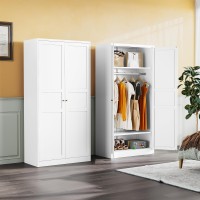 Metal Wardrobe Cabinet Armoire Wardrobe Closet With Doors White Metal Clothing Storage Cabinet With Adjustable Shelves And Hangi