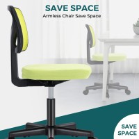 Dumos Armless Desk Chairs With Wheels Cute Home Office Chair No Arms Ergonomic Adjustable Swivel Rolling Task Chair Comfy Mesh