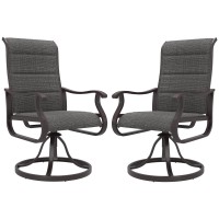 Amopatio Padded Patio Swivel Chairs Set Of 2 Outdoor Dining Chairs With Ultra Soft Textilene High Back Seat Metal Rocker Fram