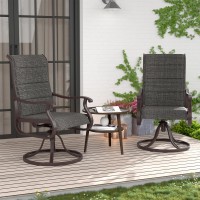 Amopatio Padded Patio Swivel Chairs Set Of 2 Outdoor Dining Chairs With Ultra Soft Textilene High Back Seat Metal Rocker Fram