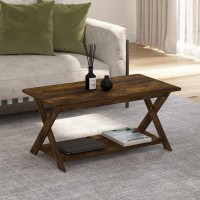 Furinno Modern Simplistic Crisscrossed Coffee Table Amber Pine