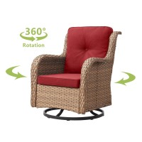 Hummuh 3Piece Swivel Rocking Rattan Chair Outdoor Patio Bistro Furniture Conversation Set Cushioned Wicker Chair With Glass C