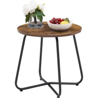 Vecelo Patio Outdoor Side Snack Table Small Round Antirust Metal Style Desk For Garden Balcony Yard Living Room