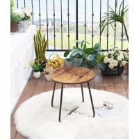 Vecelo Patio Outdoor Side Snack Table Small Round Antirust Metal Style Desk For Garden Balcony Yard Living Room