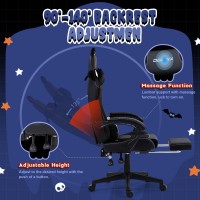 Dowinx Gaming Chair Cute With Cat Ears And Massage Lumbar Support Ergonomic Computer Chair For Girl With Footrest And Headrest