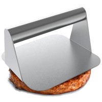 Jenny Frida Stainless Steel Burger Press 55 Inch Square Smasher Nonstick Smooth Hamburger Press Flat Bottom Without Ridges B