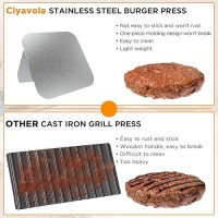 Jenny Frida Stainless Steel Burger Press 55 Inch Square Smasher Nonstick Smooth Hamburger Press Flat Bottom Without Ridges B