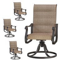 Vonzoy Patio Swivel Chairs Set Of 4 Outdoor Dining Chairs With High Back Allweather Swivel Rocker Chair For Lawn Porch Or Ga