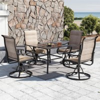 Vonzoy Patio Swivel Chairs Set Of 4 Outdoor Dining Chairs With High Back Allweather Swivel Rocker Chair For Lawn Porch Or Ga