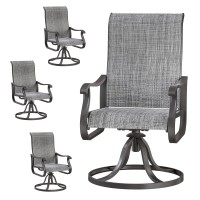 Vonzoy Patio Swivel Chairs Set Of 4 Outdoor Dining Chairs With High Back Allweather Swivel Rocker Chair For Lawn Porch Or Ga