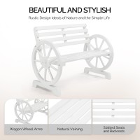 Vingli 41 Rustic Wooden Wheel Bench Outdoor Bench 2Person Patio Bench Wagon Slatted Seat Garden Benches For Outdoors 350Lbs