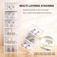 12 Pack Xx Large Shoe Organizer Storage Boxes For Closet Modular Space Saving Shoe Boxes Clear Plastic Stackable Sneaker Contai